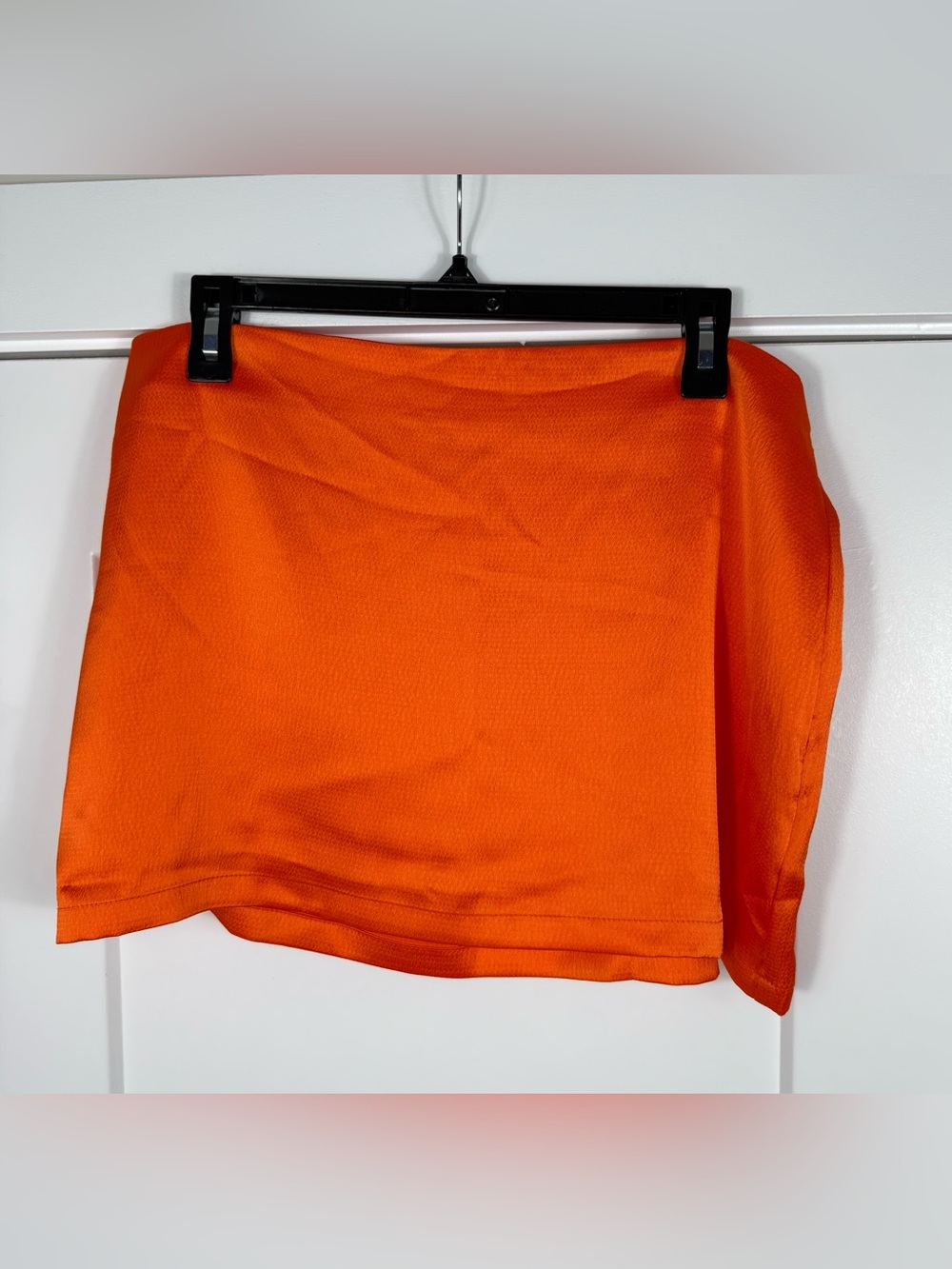 Free People Satin Mini All The Way Skirt zip closure Blaze Orange Women’s 12